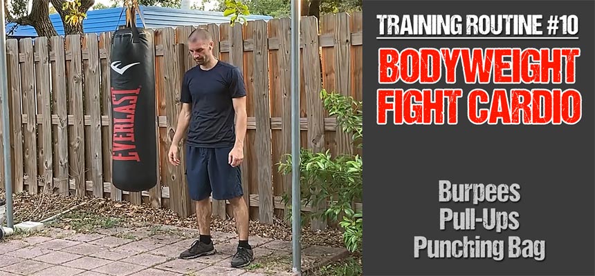 Training Routine #10: Fight Cardio Level Change Bodyweight Circuit with Burpees, Pull-Ups and Punch Bag